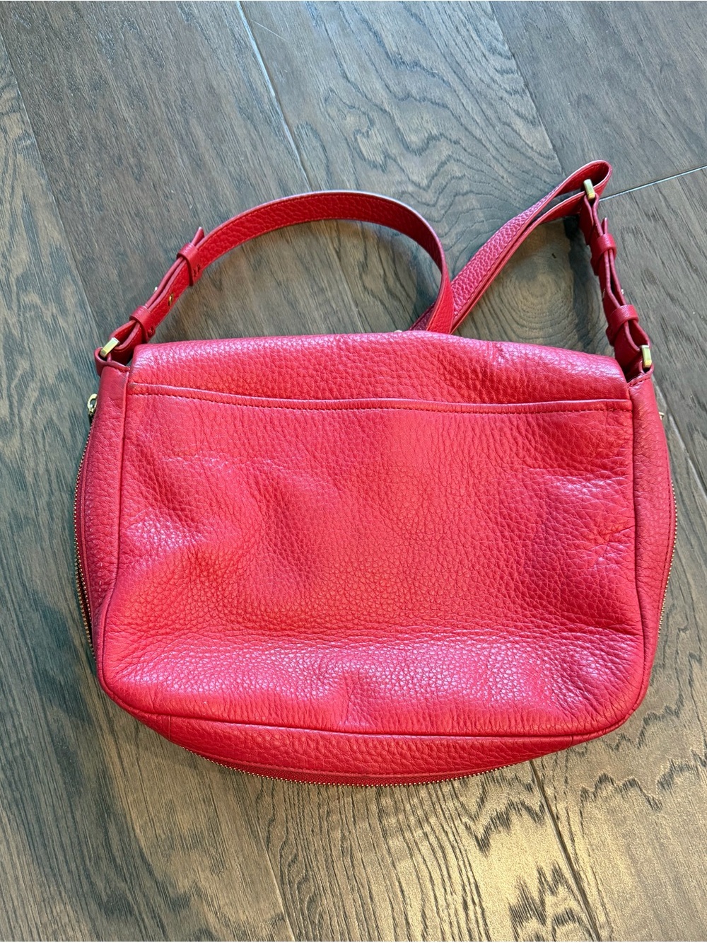 Fossil Red Pebbled Leather Crossbody Bag with Gold Hardware - Picture 2 of 3